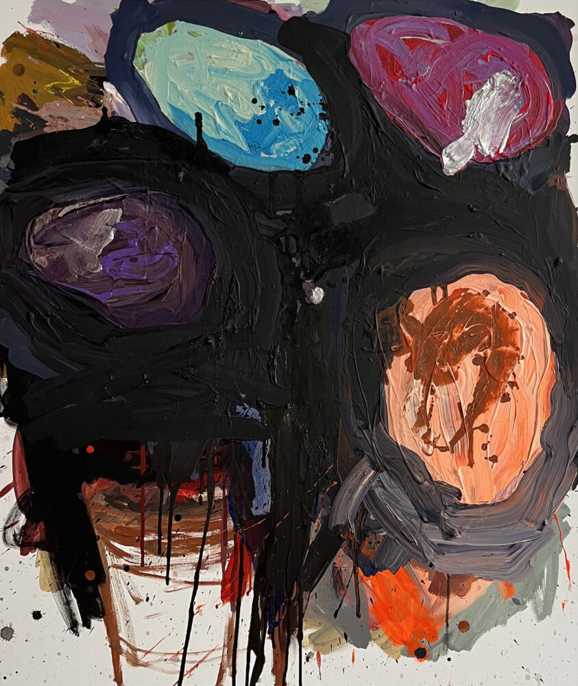 &raquo;Witnesses&laquo;, acrylics on cotton, 10<span class="slash">/</span>2023, 200 × 120 cm