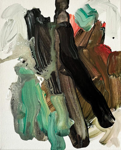 &raquo;Zwischen den Birken… 01&laquo;, acrylics on cotton, 02<span class="slash">/</span>2026, 30 x 24 cm