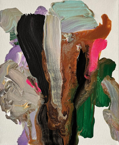 &raquo;Zwischen den Birken… 15&laquo;, acrylics on cotton, 02<span class="slash">/</span>2026, 30 × 24 cm