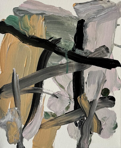 &raquo;Zwischen den Birken… 11&laquo;, acrylics on cotton, 02<span class="slash">/</span>2026, 30 × 24 cm