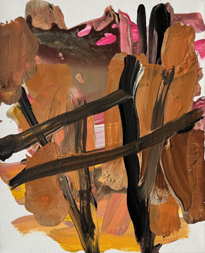 &raquo;Zwischen den Birken… 14&laquo;, acrylics on cotton, 02<span class="slash">/</span>2026, 30 × 24 cm