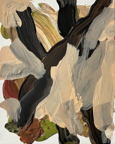 &raquo;Zwischen den Birken… 19&laquo;, acrylics on cotton, 02<span class="slash">/</span>2026, 30 × 24 cm