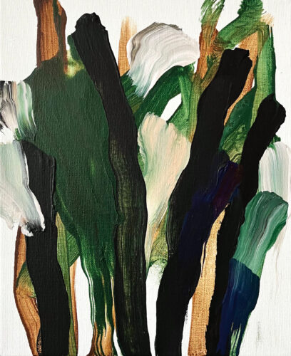 &raquo;Zwischen den Birken… 03&laquo;, acrylics on cotton, 02<span class="slash">/</span>2026, 30 x 24 cm