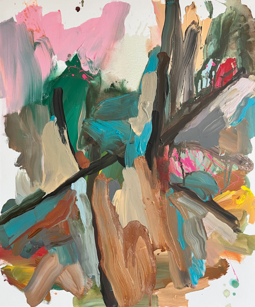 &raquo;Zwischen den Birken… 13&laquo;, acrylics on cotton, 02<span class="slash">/</span>2026, 120 × 100 cm