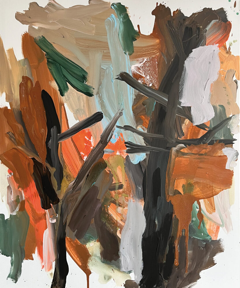 &raquo;Zwischen den Birken… 17&laquo;, acrylics on cotton, 02<span class="slash">/</span>2026, 120 × 100 cm