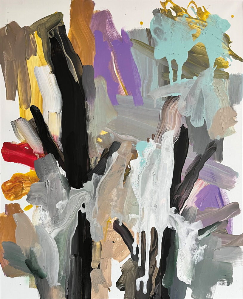 &raquo;Zwischen den Birken… 09&laquo;, acrylics on cotton, 02<span class="slash">/</span>2026, 120 × 100 cm