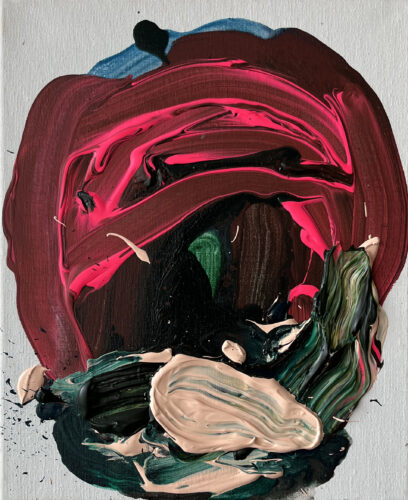 &raquo;Greeks&laquo;, acrylics on cotton, 11<span class="slash">/</span>2023, 30 x 24 cm